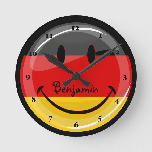 Horloge Ronde Drapeau allemand souriant (Recto)
