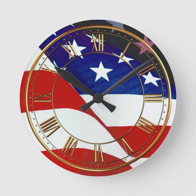 Horloge Ronde Drapeau américain (Recto)