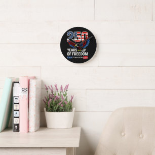 Horloge Ronde drapeau américain 250e anniversaire américain
