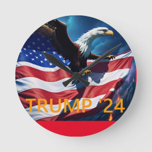 Horloge Ronde Drapeau américain Aigle TRUMP 2024