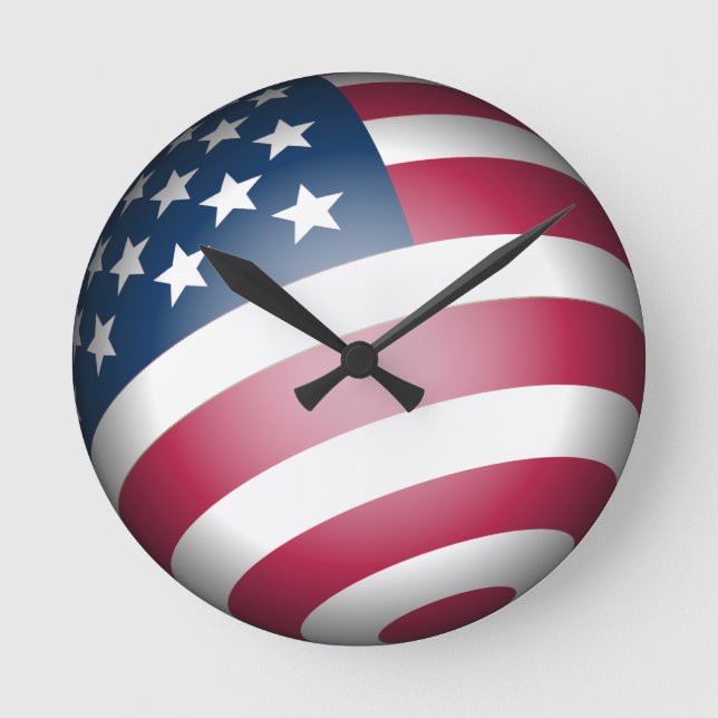 Horloge Ronde Drapeau américain patriotique en design 3D (Recto)