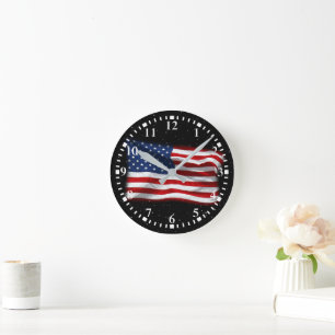 Horloge Ronde Drapeau américain patriotique États-Unis