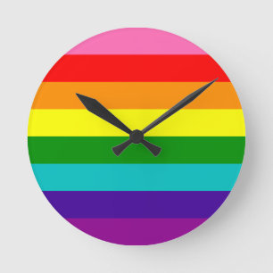 Horloge Ronde Drapeau arc-en-ciel d'un Gay pride LGBT à 8 bandes