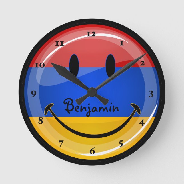 Horloge Ronde Drapeau arménien de sourire (Recto)