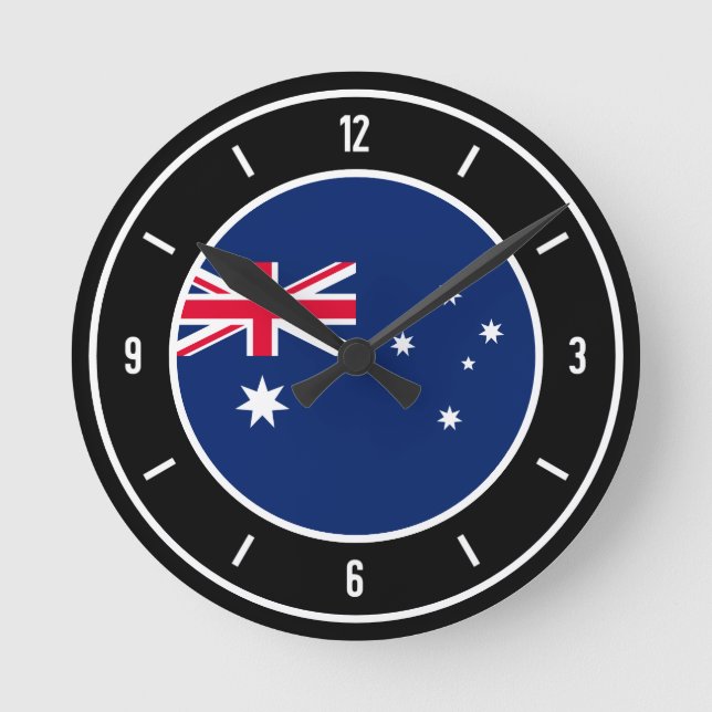 Horloge Ronde Drapeau australien élégant (Recto)