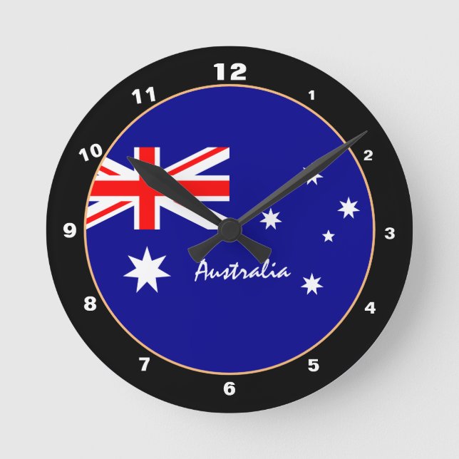 Horloge Ronde Drapeau australien moderne, Australie Accueil / de (Recto)