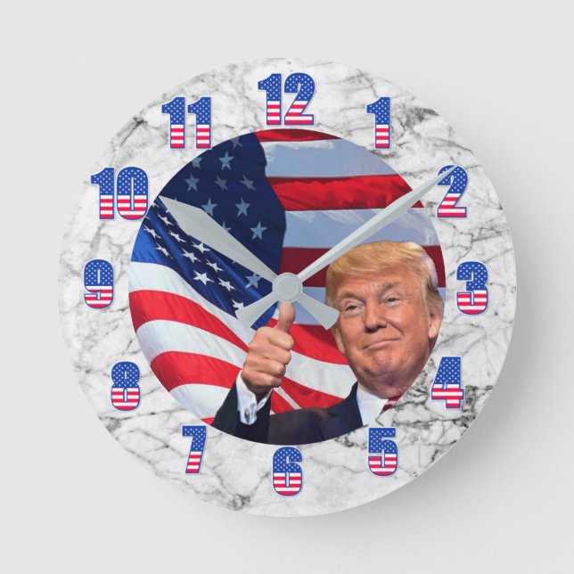 HORLOGE RONDE DRAPEAU AVEC TRUMP (Recto)