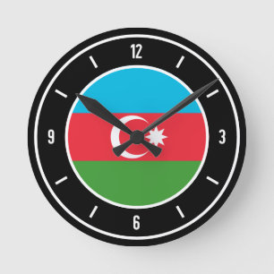 Horloge Ronde Drapeau Azerbaïdjan élégant