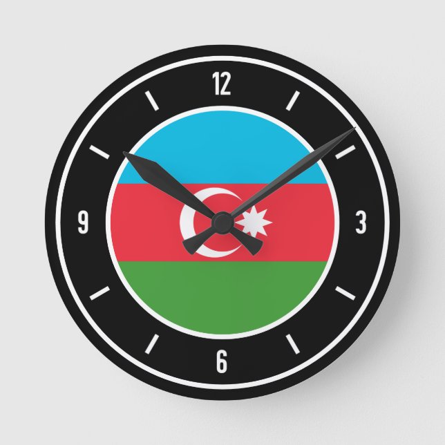 Horloge Ronde Drapeau Azerbaïdjan élégant (Recto)