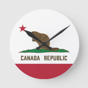 Horloge Ronde Drapeau Beaver Canada Republic California