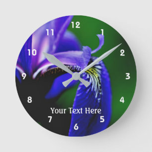 Horloge Ronde Drapeau bleu sauvage Iris Fleur Pétale Nature
