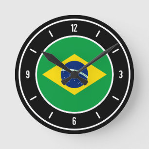 Horloge Ronde Drapeau Brésil élégant
