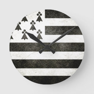 Horloge Ronde Drapeau Bretagne Vintage