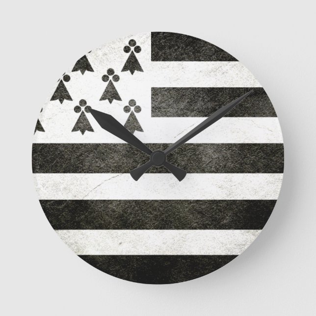 Horloge Ronde Drapeau Bretagne Vintage (Recto)