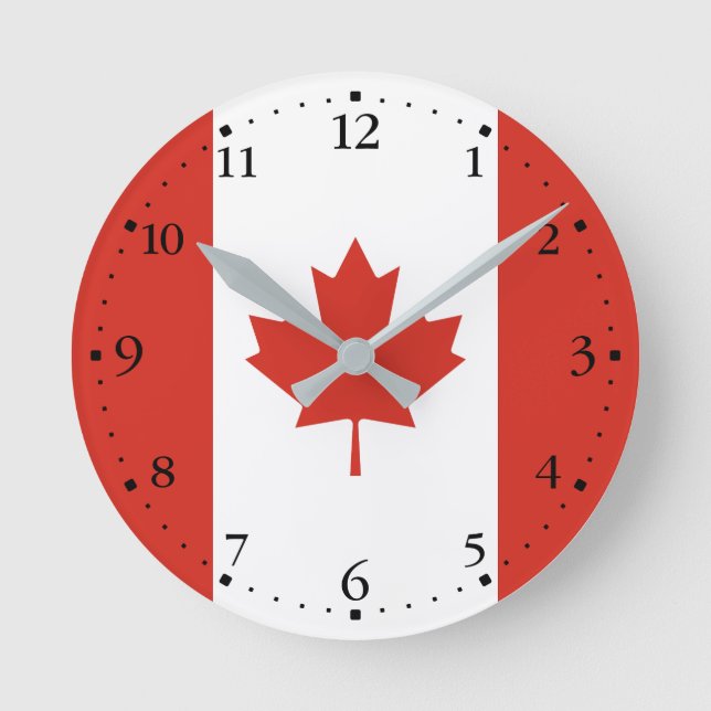 Horloge Ronde Drapeau canadien patriotique (Recto)