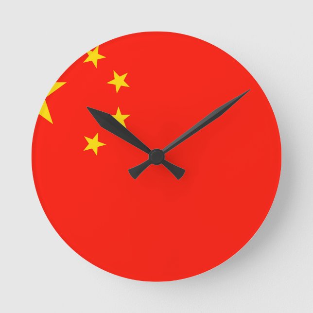 Horloge Ronde Drapeau Chine - Haute qualité (Recto)