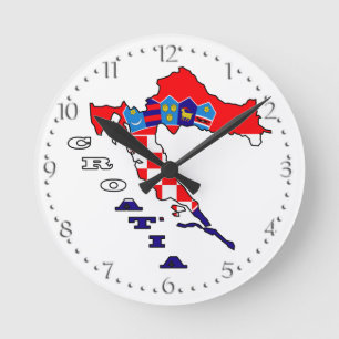 Horloge Ronde Drapeau croate dans la carte