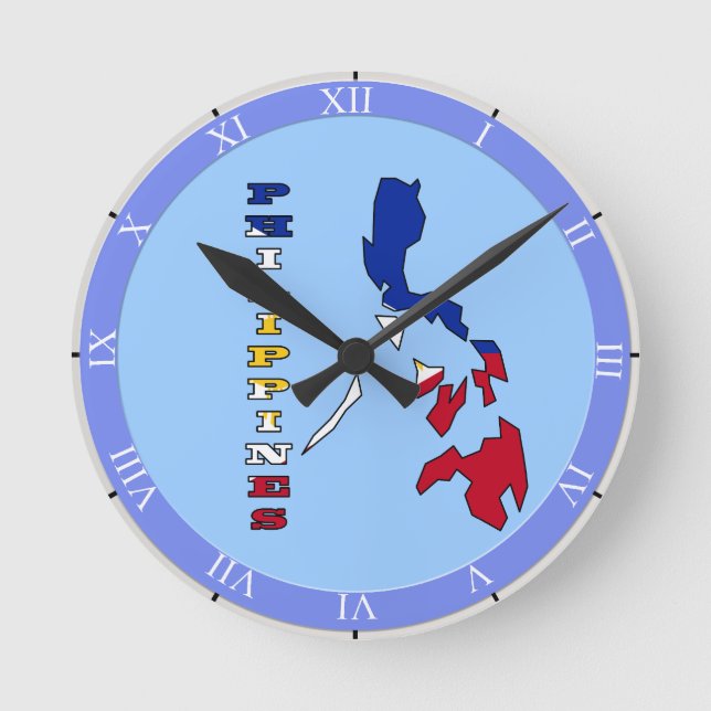 Horloge Ronde Drapeau dans la carte des Philippines (Recto)