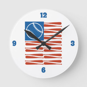 Horloge Ronde Drapeau de baseball
