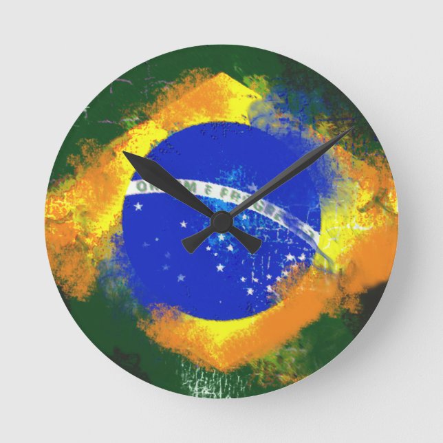 Horloge Ronde Drapeau de Brésilien du Brésil de BR (Recto)