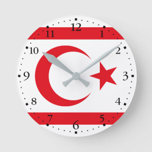 Horloge Ronde Drapeau de Chypre du Nord