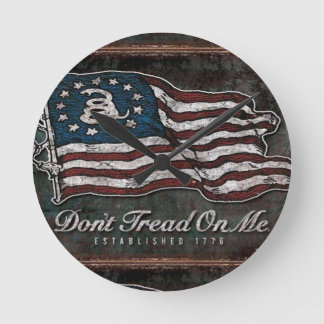 Horloge Ronde Drapeau De Gadsden - Liberté Ou Mort
