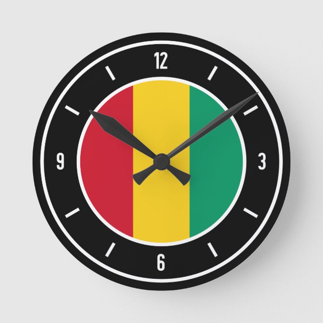 Horloge Ronde Drapeau de Guinée élégant (Recto)