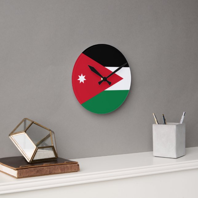 Horloge Ronde Drapeau de Jordanie (Bureau)