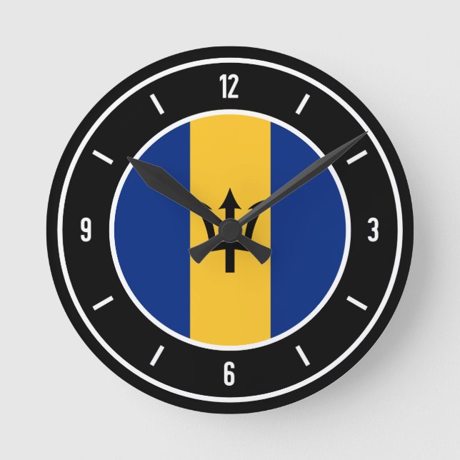 Horloge Ronde Drapeau de la Barbade Élégant (Recto)