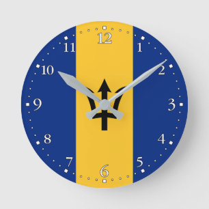Horloge Ronde Drapeau de la Barbade patriotique