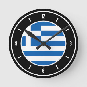 Horloge Ronde Drapeau de la Grèce Élégant