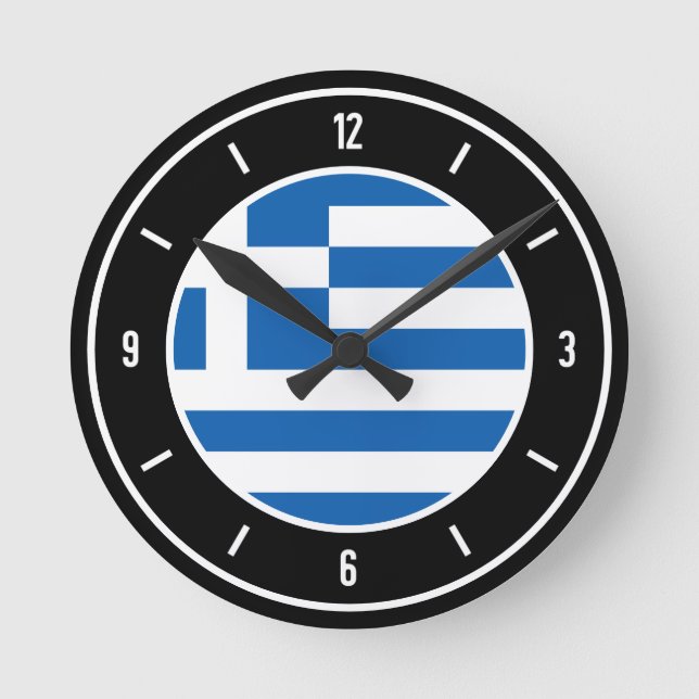 Horloge Ronde Drapeau de la Grèce Élégant (Recto)