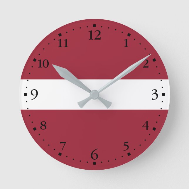 Horloge Ronde Drapeau de la Lettonie (Recto)