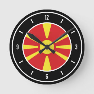Horloge Ronde Drapeau de la Macédoine du Nord