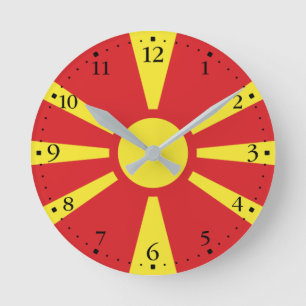 Horloge Ronde Drapeau de la Macédoine du Nord