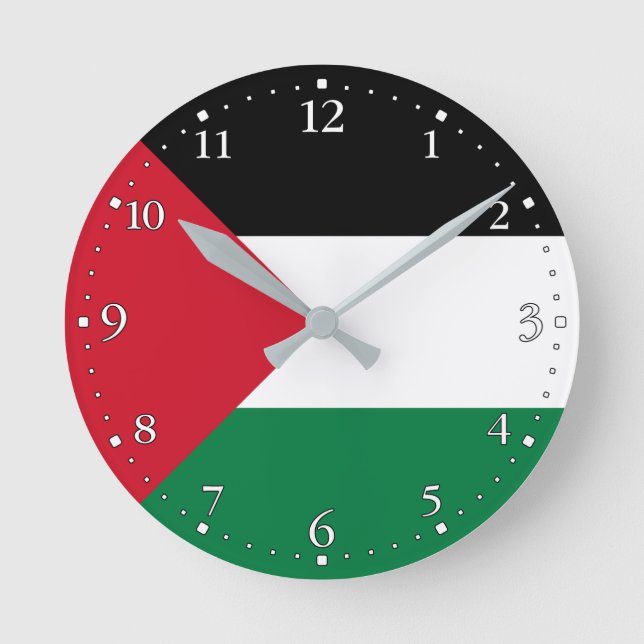 Horloge Ronde Drapeau de la Palestine (Recto)