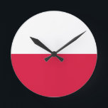 Horloge Ronde Drapeau de la Pologne<br><div class="desc">Drapeau de la Pologne - Flaga Rzeczypospolitej Polskiej - Flaga Polski</div>