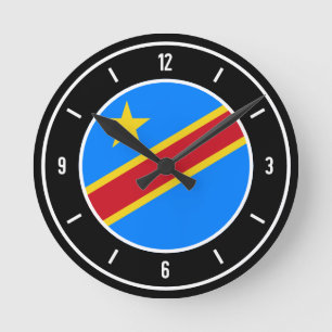Horloge Ronde Drapeau de la République démocratique du Congo élé