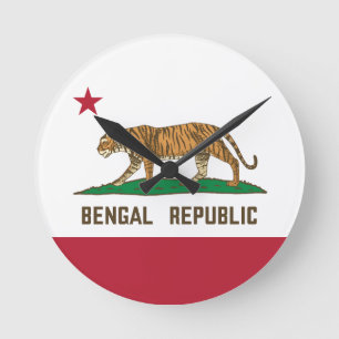 Horloge Ronde Drapeau de la République du Bengale de Tiger