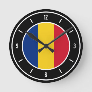 Horloge Ronde Drapeau de la Roumanie Élégant