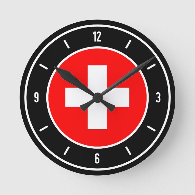 Horloge Ronde Drapeau de la Suisse Élégant (Recto)