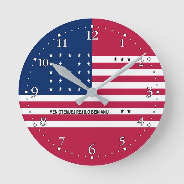 Horloge Ronde Drapeau de l'atoll de Bikini Patriotique (Recto)