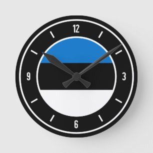 Horloge Ronde Drapeau de l'Estonie Élégant