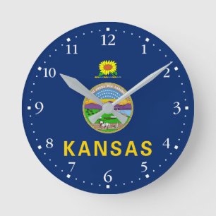 Horloge Ronde Drapeau de l'État du Kansas