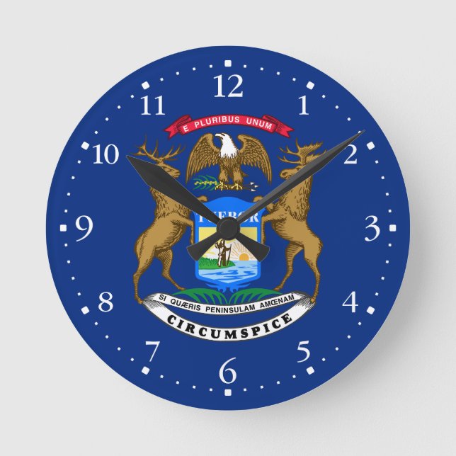 Horloge Ronde Drapeau de l'État du Michigan (Recto)