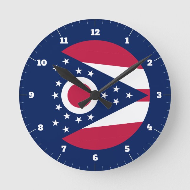 HORLOGE RONDE DRAPEAU DE L'ÉTAT OHIO (Recto)