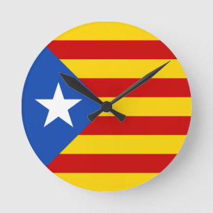 Horloge Ronde Drapeau de l'indépendance catalane "L'Estelada Bla
