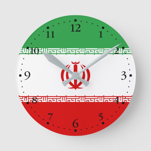 Horloge Ronde Drapeau de l'Iran patriotique (Recto)