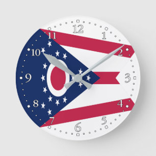 Horloge ronde drapeau de l'Ohio