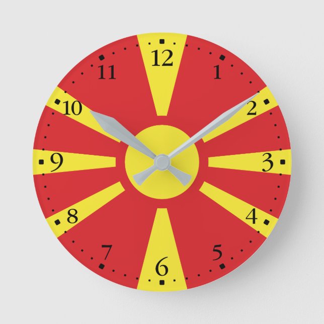 Horloge Ronde Drapeau de Macédoine du Nord (Recto)